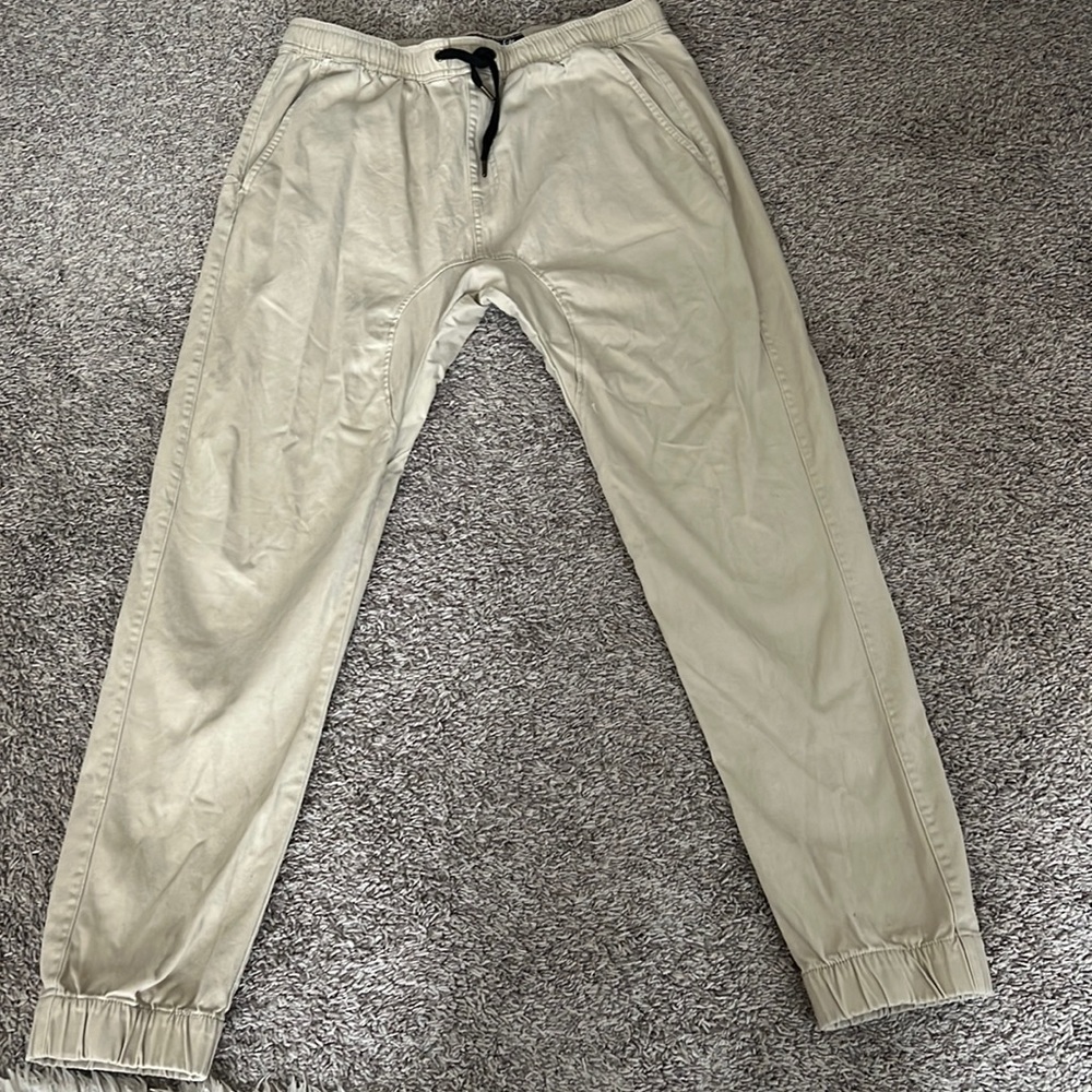Mens Tan Khaki Joggers, Medium, Barely Worn